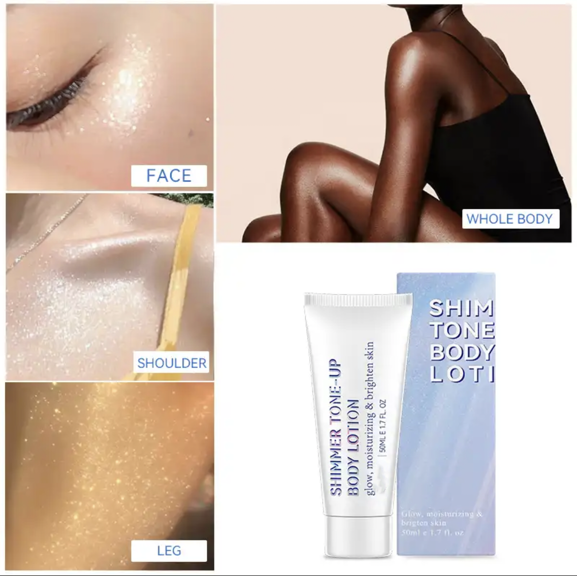 Waterproof Glow Shimmer Tone-up Body Lotion